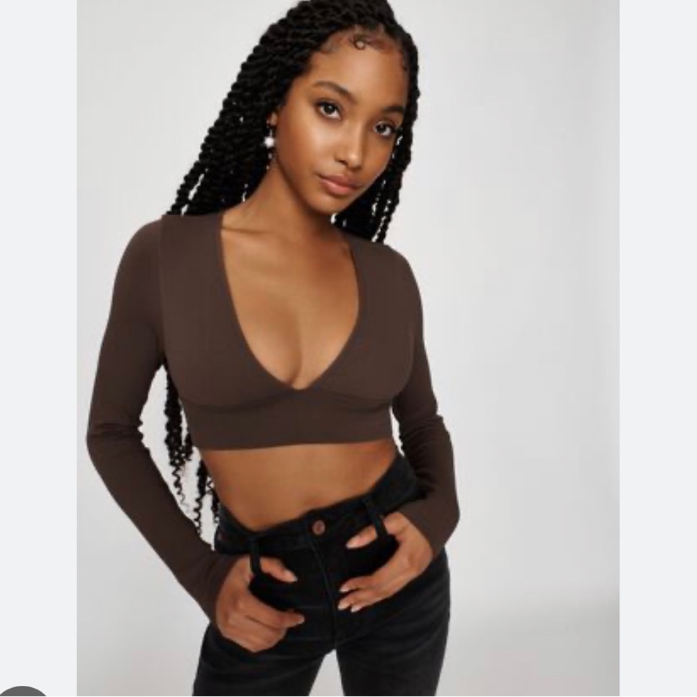 Garage Scarlett Seamless Deep Plunge Long sleeve